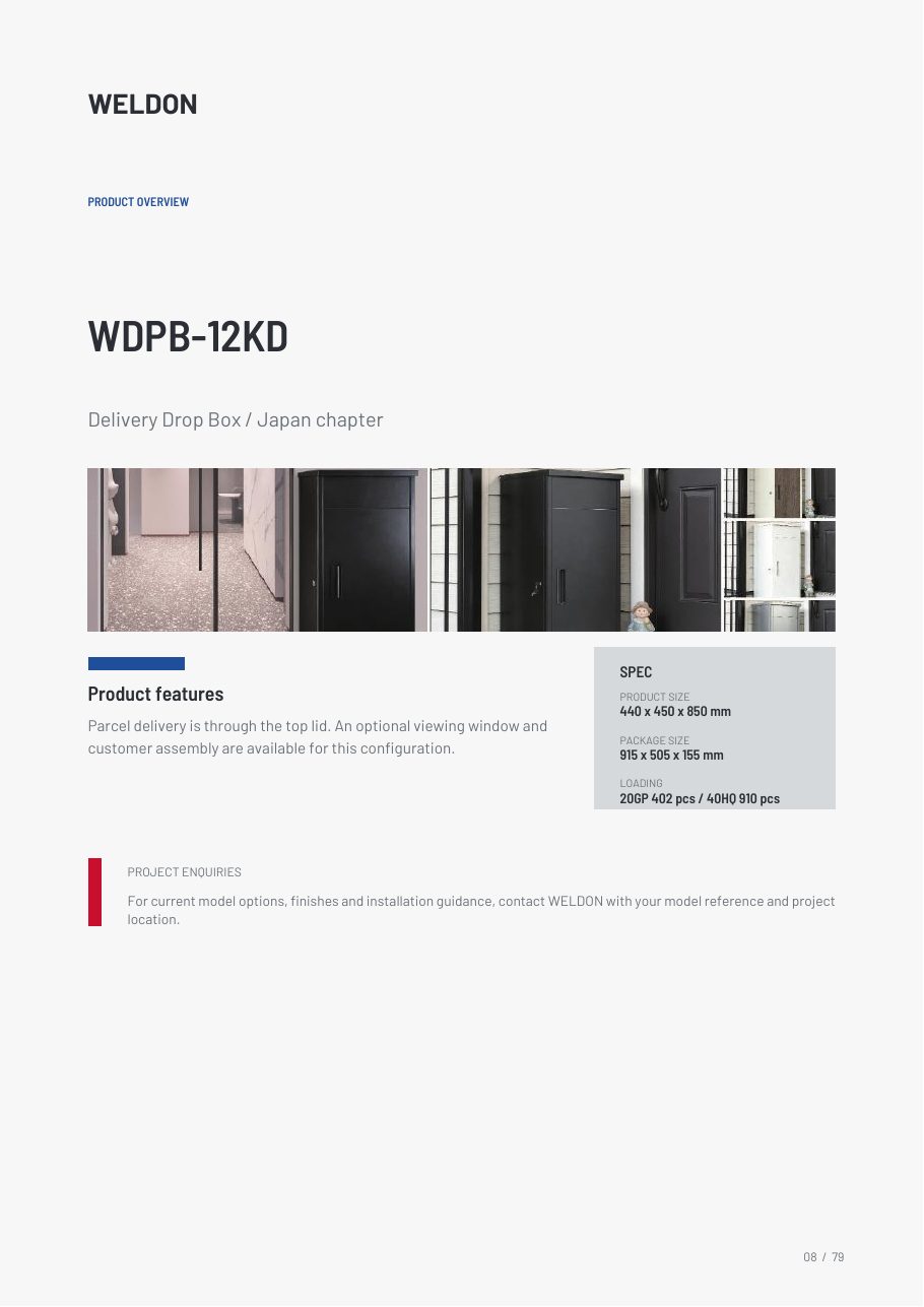 WDPB-12KD — Delivery Drop Box catalogue reference page