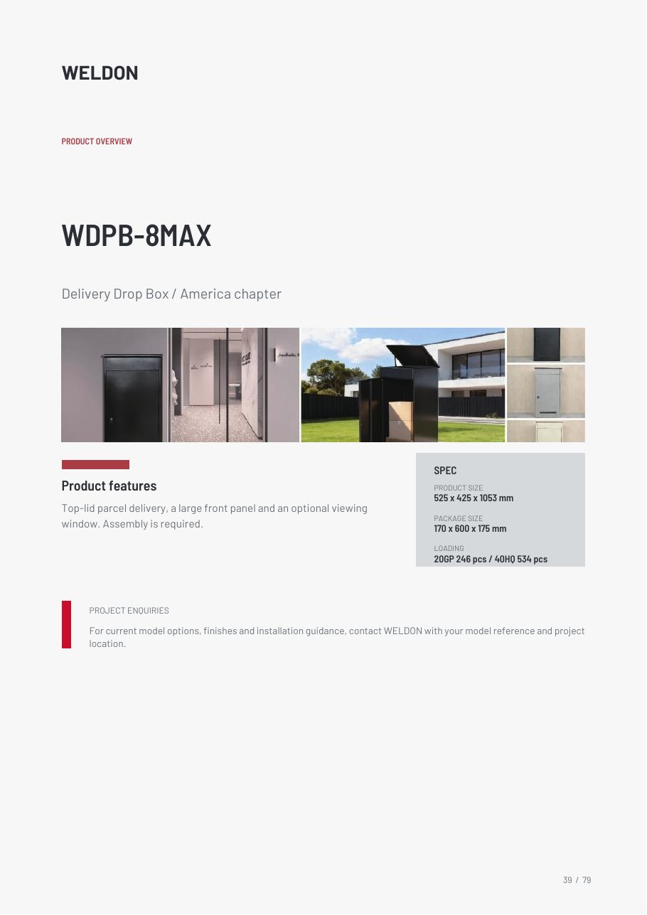 WDPB-8MAX — Delivery Drop Box catalogue reference page