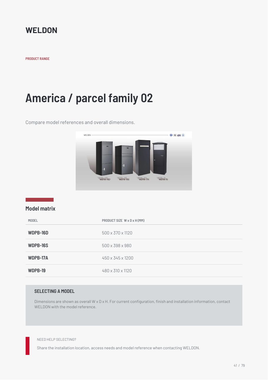 WDPB-16D catalogue reference page