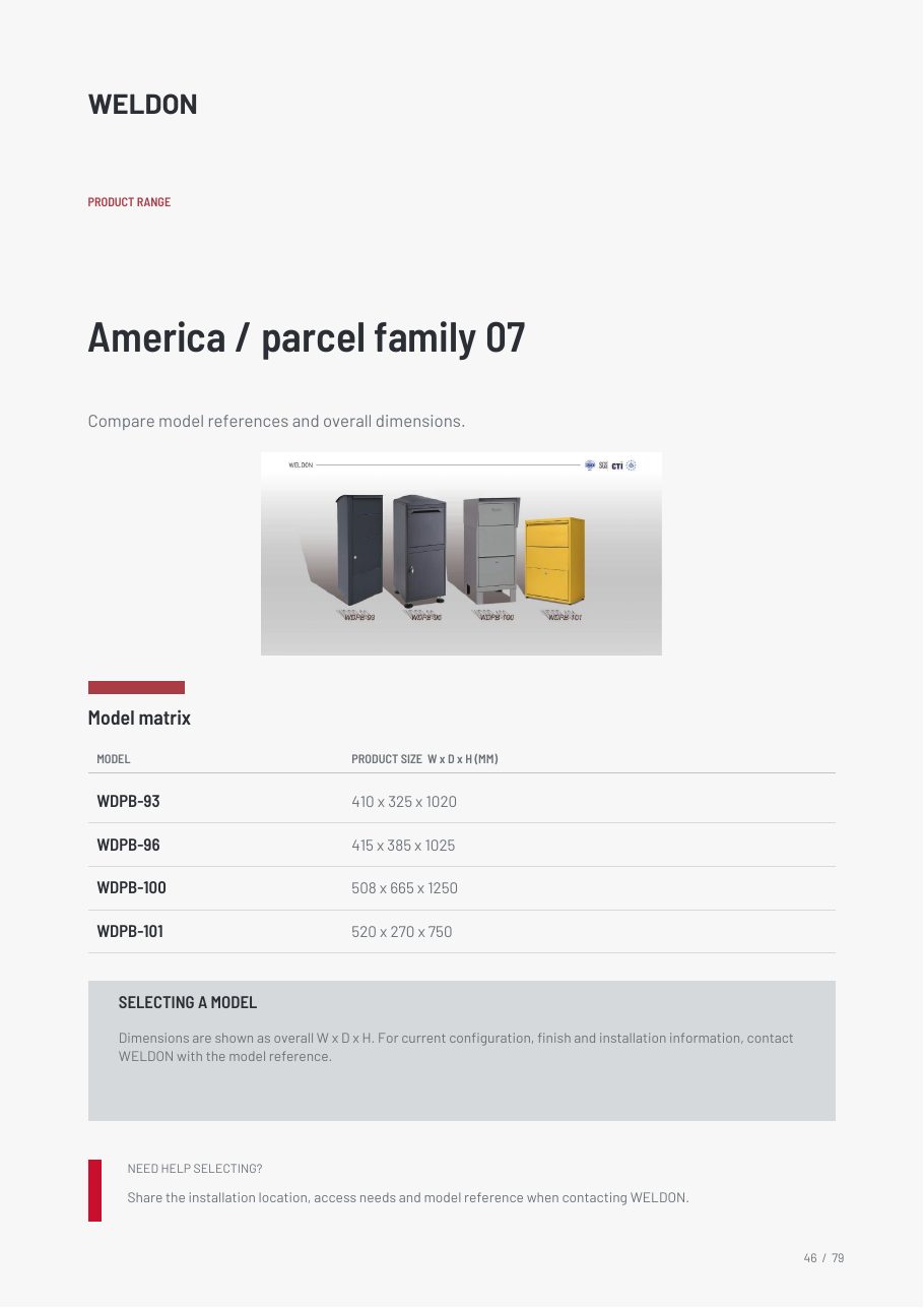 WDPB-100 catalogue reference page