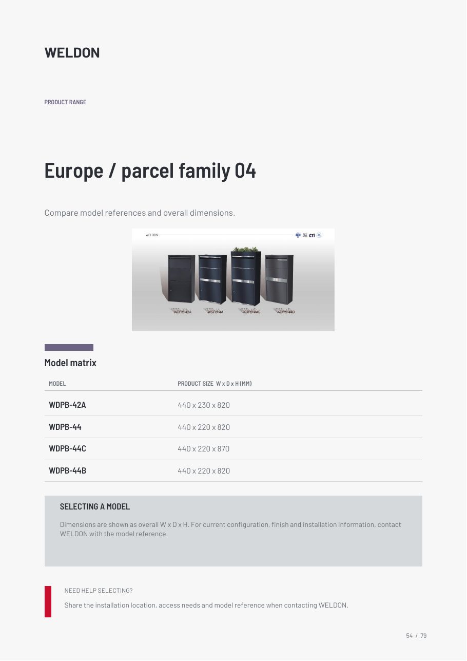 WDPB-42A catalogue reference page