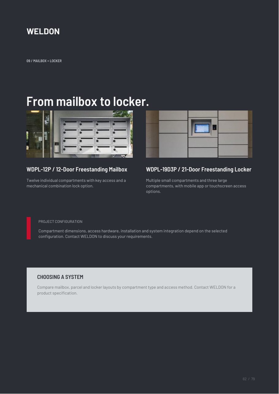 WDPL-12P — 12-Door Freestanding Mailbox | 12-door freestanding mailbox catalogue reference page