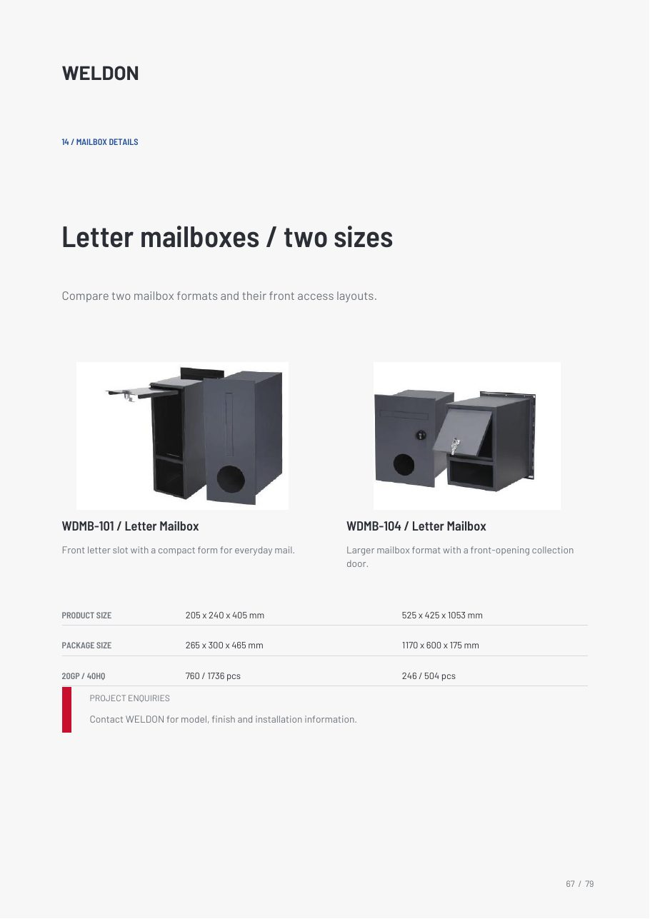 WDMB-101 — Letter Mailbox catalogue reference page